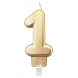 Tortov&aacute; sviečka zlat&aacute; s podstavcom č&iacute;slo "0"
