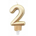 Tortov&aacute; sviečka zlat&aacute; s podstavcom č&iacute;slo "0"