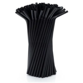 Slamky plastov&eacute; PP ohybn&eacute; 240 x 8mm čierne 100ks