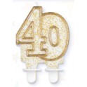 Tortov&aacute; sviečka zlat&aacute; s podstavcom č&iacute;slo "40"