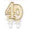 Tortová sviečka zlatá s podstavcom číslo "40"