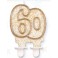 Tortov&aacute; sviečka zlat&aacute; s podstavcom č&iacute;slo "60"