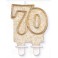 Tortová sviečka zlatá s podstavcom číslo "70"