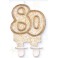 Tortov&aacute; sviečka zlat&aacute; s podstavcom č&iacute;slo "80"