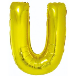 Zlat&yacute; f&oacute;liov&yacute; bal&oacute;n "U" 85cm