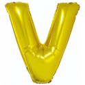 Zlat&yacute; f&oacute;liov&yacute; bal&oacute;n "V" 85cm