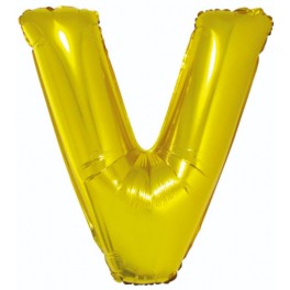 Zlat&yacute; f&oacute;liov&yacute; bal&oacute;n "V" 85cm