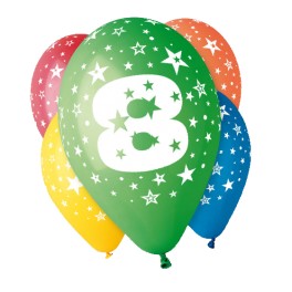 Bal&oacute;ny s potlačou č&iacute;slo "8" 5ks 31cm
