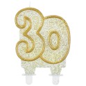 Tortov&aacute; sviečka zlat&aacute; s podstavcom č&iacute;slo "40"