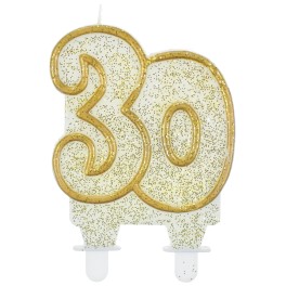 Tortov&aacute; sviečka zlat&aacute; s podstavcom č&iacute;slo "40"