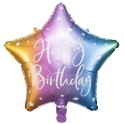 F&oacute;liov&yacute; bal&oacute;n HappyBirhday perleťov&aacute; hviezda 40cm