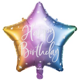 F&oacute;liov&yacute; bal&oacute;n HappyBirhday perleťov&aacute; hviezda 40cm
