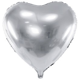 F&oacute;liov&yacute; bal&oacute;n strieborn&eacute; srdce 61cm